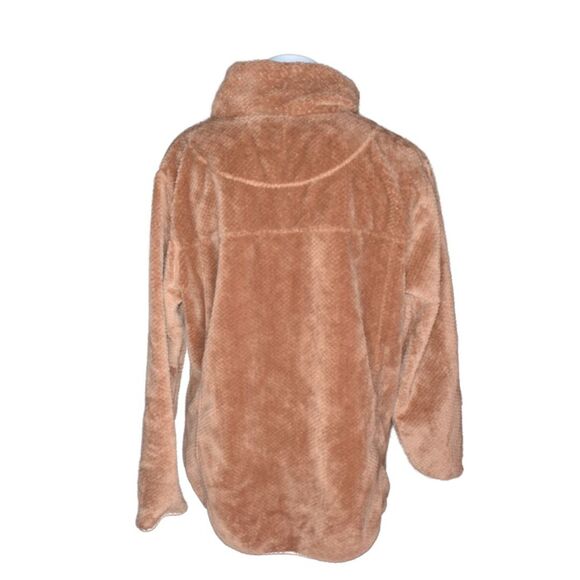 Simply Southern Quarter Snap Fleece Pullover Tan Pink Leopard Sherpa Soft XL - Picture 4 of 7